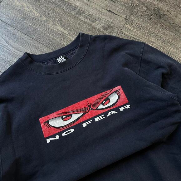 Vintage 90s No Fear Skate Faded Cotton Crewneck Sweatshirt - Picture 5 of 8